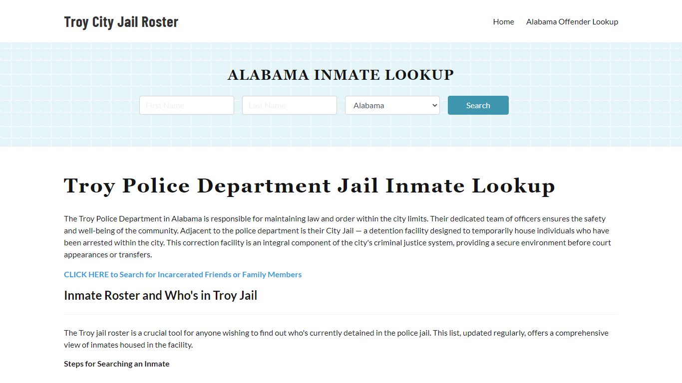 Troy Police Department & City Jail, AL Inmate Roster, Arrests, Mugshots