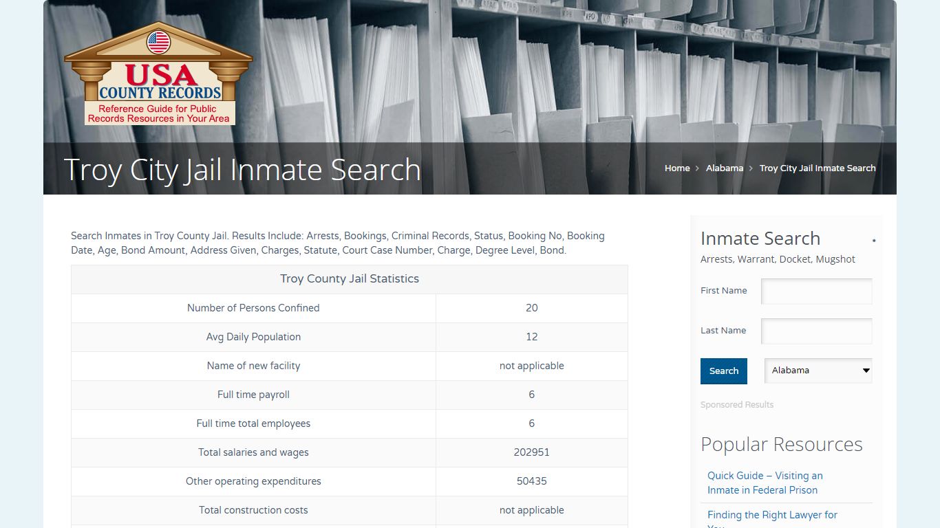 Troy City Jail Inmate Search | Name Search - usacountyrecords.com